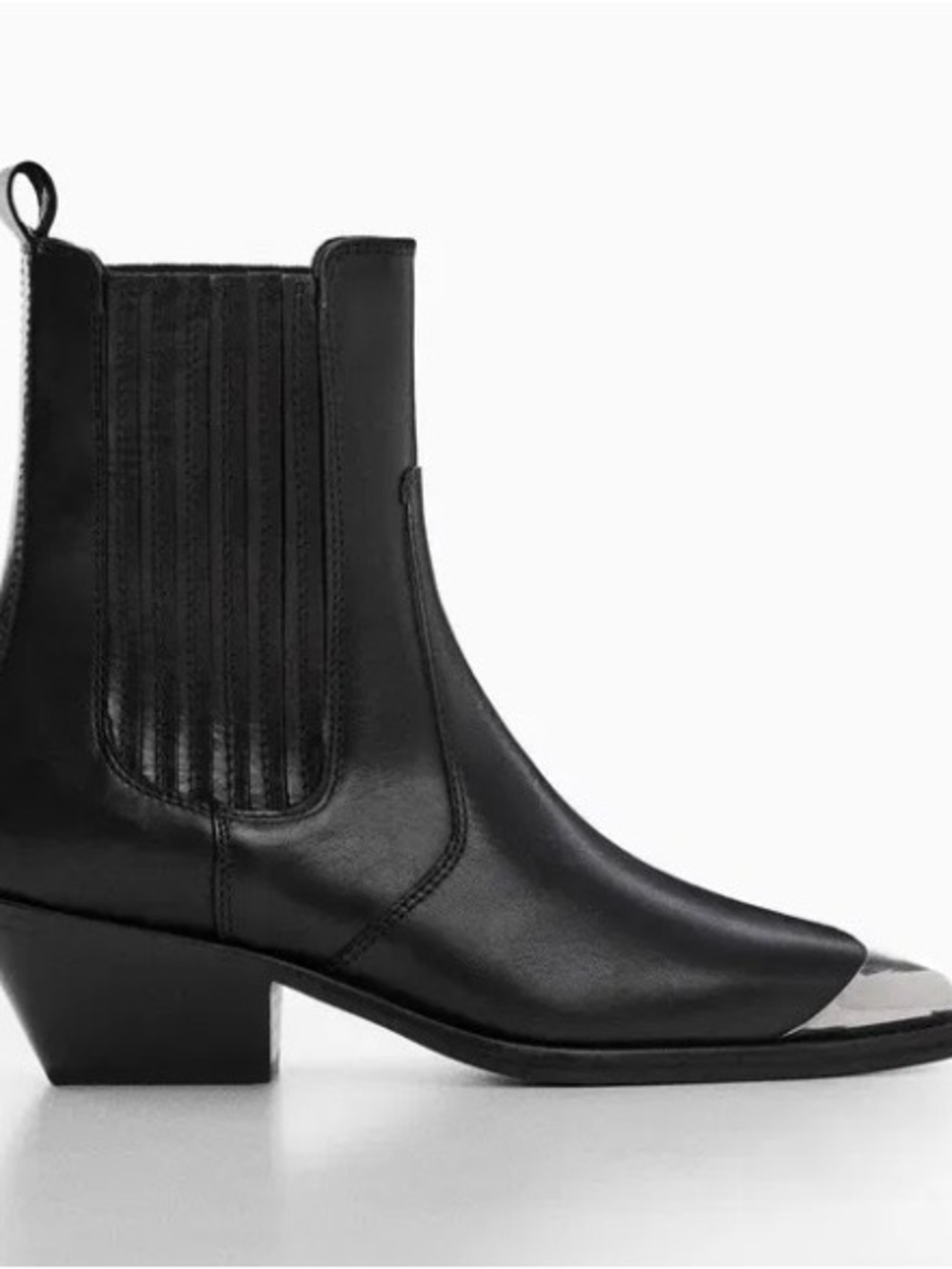 Mango MNG Metallic Pointed Toe Leather Ankle Boots NWT - Picture 2 of 6